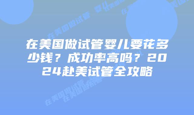 在美国做试管婴儿要花多少钱？成功率高吗？2024赴美试管全攻略